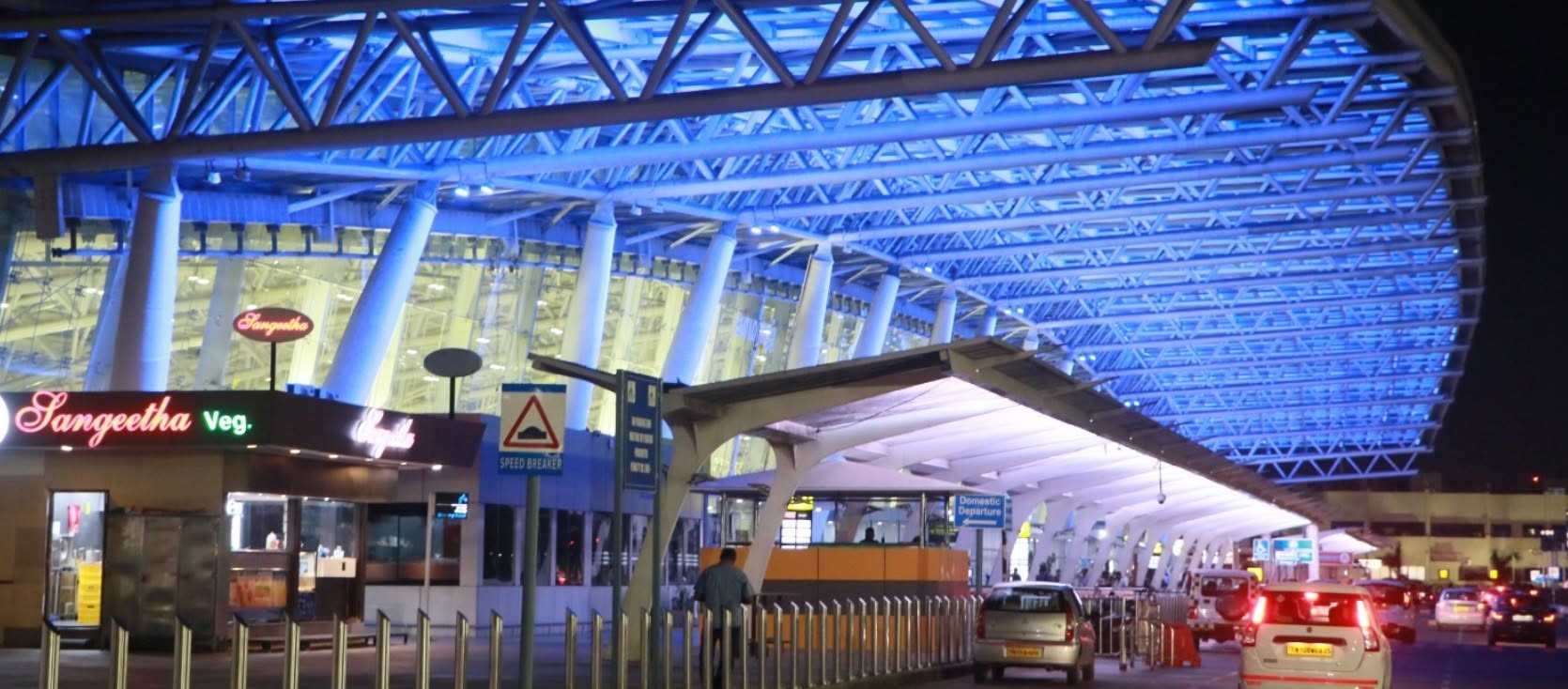 Chennai airport terminal entrance for airport pickup and drop
