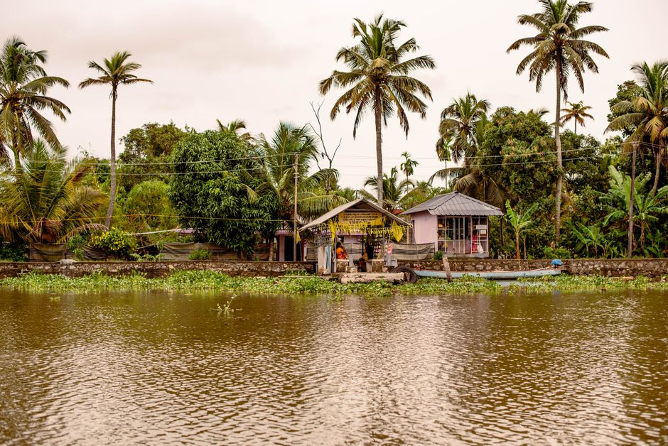 Traditional houses along Kerala backwaters